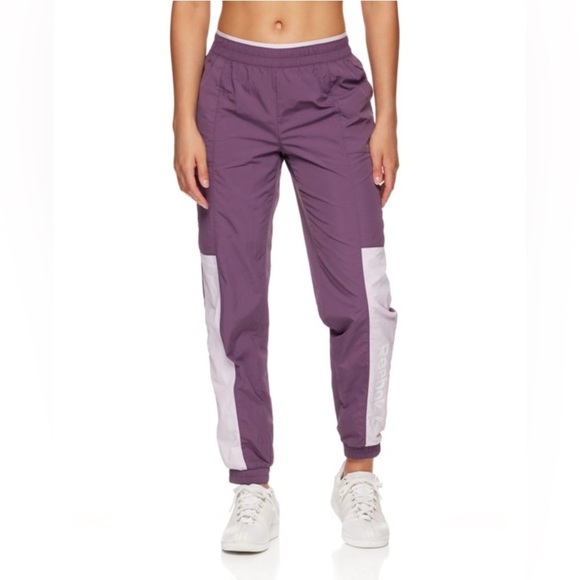 Reebok Track Pants Women's Size Medium Violet Lilac Purple Nylon Focus Woven - Picture 3 of 12